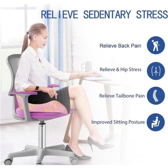 Large Memory Foam Seat Cushion Office Chair Tailbone Sciatica Back Pain Relief - Picture 4 of 7